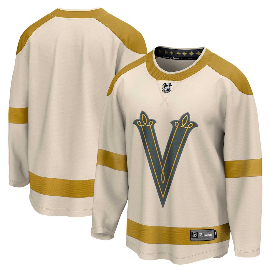 Men Vegas Golden Knights Fanatics Branded Cream 2024 NHL Winter Classic Breakaway Jersey->->NHL Jersey